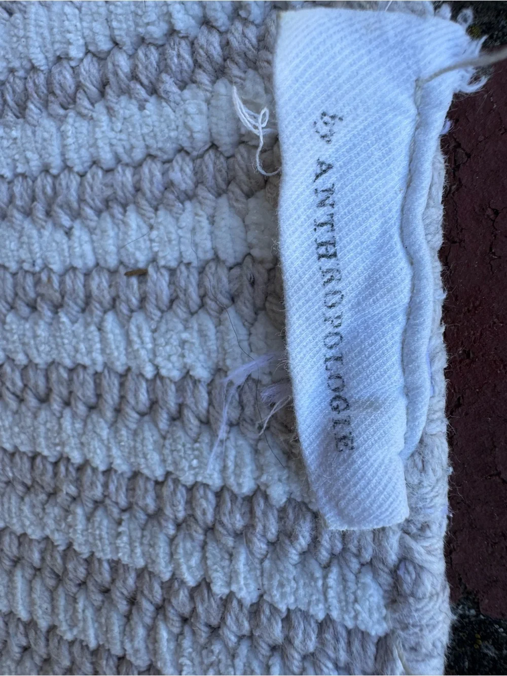 Anthropologie Norse Cotton Bath Mat Rug Geometric Textured Neutral 31.5 x 19.5